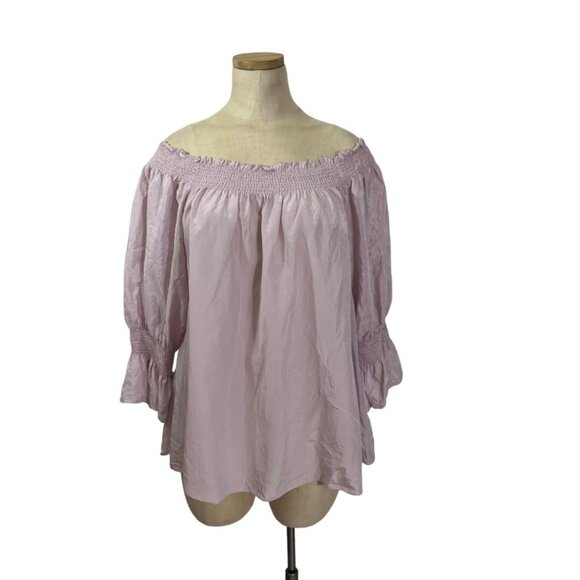 50% off! 7 For All Mankind blouse women's XL light purple off shoulder puff slee - Picture 1 of 7